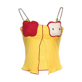 Fruit pattern ruffle cami top