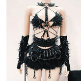 Self tie skull applique rivet hollow out cut out top