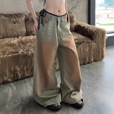Pocket button straight leg jeans