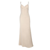 Champagne v neck zip-up cami maxi dress