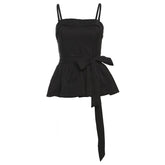 Knotted solid zip-up cami top