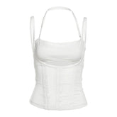 Mesh halter hollow out cami cut out top