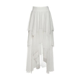 Mesh irregular ruffle maxi skirt