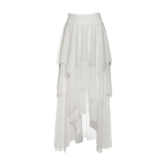 Mesh irregular ruffle maxi skirt