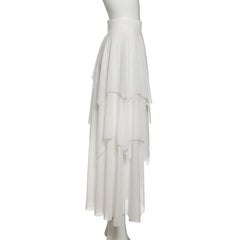 Mesh irregular ruffle maxi skirt