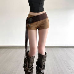 Flower embroidery zip-up short pant
