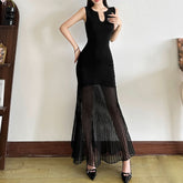 Sleeveless notch neck maxi dress