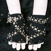 Black rivet applique gloves