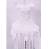 Lace hem flower applique ruffle mini skirt set