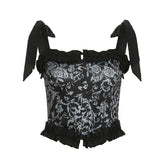 Ruffle abstract print cami top