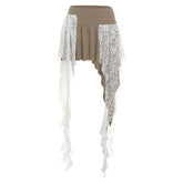 Irregular lace ruched A line mini skirt