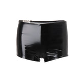 PU leather metal tag low rise short pant