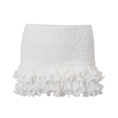 Ruffle irregular solid mini skirt