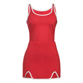 U neck slit tank mini skirt set