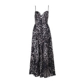 Leopard print v neck smocked cami maxi dress