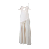 Hollow out ruched v neck cami cut out maxi dress