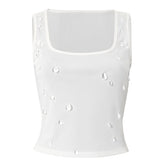 Ribbed square neck sleeveless tank top