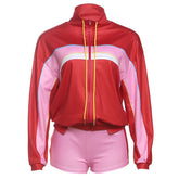 Long sleeve zip-up high neck low rise pant set