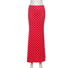 Polka dot contrast maxi skirt