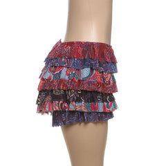 Ruffle print A line contrast mini skirt