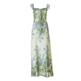 Flower print ruffle cami maxi dress