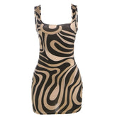 Square neck ripple contrast cami mini dress
