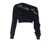 One shoulder letter print long sleeve top