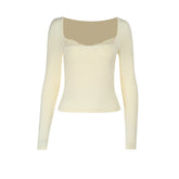 Lace hem long sleeve solid top