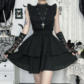 Cap sleeve ruffle smocked mini dress