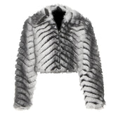 Long sleeve zip-up fluffy coat top