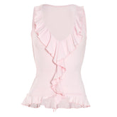 V neck ruffle tank top