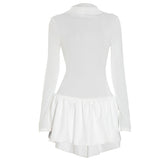 High neck long sleeve ruffle mini dress
