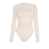 Long sleeve ruched backless bodysuit