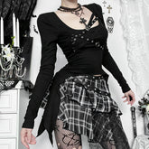 Long sleeve u neck irregular top