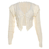 Long sleeve knitted v neck crop top