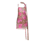 Leopard print mesh square neck cami mini dress