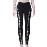 Lace up hollow out self tie pant