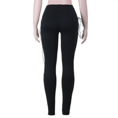 Lace up hollow out self tie pant
