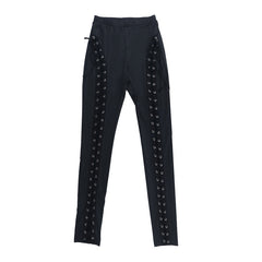 Lace up hollow out self tie pant