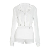 Hoodie zip-up long sleeve drawstring pant set