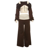 Hoodie long sleeve zip-up low rise pant set