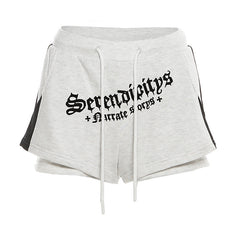 Drawstring letter pattern pocket short pant