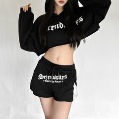 Drawstring letter pattern pocket short pant