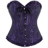 Sweetheart neck lace up corset button ruffle top