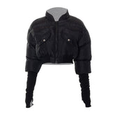 Long sleeve high neck zip-up pocket coat top