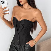 Button corset lace up top