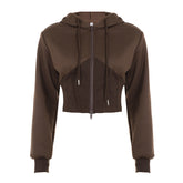 Hoodie long sleeve zip-up top