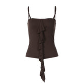 Square neck ruffle cami top