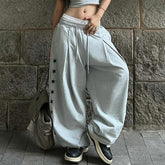 Drawstring stars pattern low cut wide leg pant