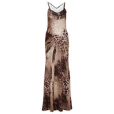 Leopard print v neck cami maxi dress
